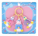 The Tuxedo Sam Sweet Friend Trio Rubber Keychain is the perfect way to show off your love for this beloved Sanrio character! This keychain features three charming Tuxedo Sam figures in delightful pink, blue, and purple hues, all hanging together on one key ring. Each character is detachable, so you can share the cuteness with friends or keep all three for yourself!
